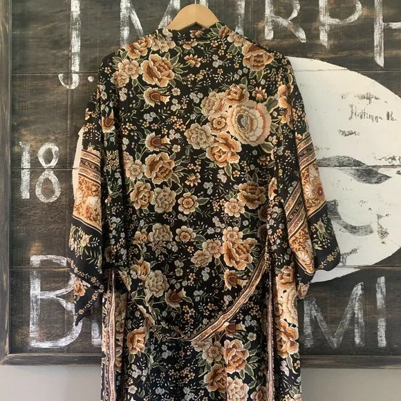 New Boho Country Cottage Kimono Maxi Long Robe Jacket Duster - Picture 3 of 9